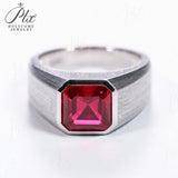 Moissanite Lab Grown Gemstone Ring Asscher Cut Moissanite Ruby Sapphire Colombian S925 Woman Man Anniversary Party Daily Charms