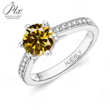 Moissanite Ring 6 Claws Silver Ring 12 Colors Round 1CT 925 Sterling Sliver Fine Jewelry Birth Stones Wedding Gift Jewel Ring