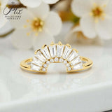 Sector Finger Ring with D Color Tifang-shaped Moissanite 10k 14k 18K Gold Plated 925 Silver for Daily Party Fine Jewely Gift