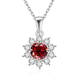 Moissanite Necklace Sunflower Pendant Multicolor Round Cut 1ct Women Wedding Party Engagement Special Gifts Charms Fine Jewelry