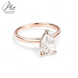 Moissanite Ring with 2CT D Color VVS1 Pear Moissanite S925 10k 14k 18k Plated White Yellow Rose Gold Daily Charm Party Jewely