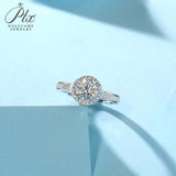 Round Shape Moissanite Halo Half-Eternity Adjustable Ring