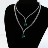 Elegant 925 Sterling Silver Crystal Necklace with Pear/Emerald/Round/Radiant Pendant Luxury Sparkling Jewelry for Weddings Parties and Special Events