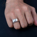Sterling Silver Round Moissanite Ring for Men Only Gifts For Festivals And Anniversaries