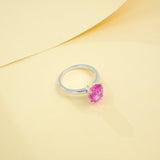 Egg-shaped Ring with Lab Grown Ruby Sapphire Zambian Padparadscha 925 Silver Circle for Engagement Christmas Party Fine Jewely