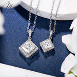 Princess Cut 1/2CT 925 Sterling Silver Halo Moissanite Pendant Necklace Women Only Gifts For Festivals And Anniversaries