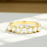 Diamond Eternity Ring with 0.7CT D Color Round Moissanite 10k 14k 18K Gold Plated 925 Silver for Women Wedding Engagement Jewely