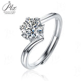 Snowflake Twisted Adjustable Solitaire Round Cut Moissanite Ring Women Only Gifts For Festivals And Anniversaries