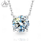 Necklace Moissanite 4-Prongs Pendant Multicolor Round 6.5mm Multicolor Gemstone Jewelry Women Birthday Engagement Gift Charms