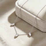 Tri-Pear Necklace with 3CT D Color Pear-shaped Moissanite S925 Plated White Yellow Rose Gold Chain Engagement Chrisrmas Daily