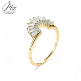 Sector Finger Ring with D Color Tifang-shaped Moissanite 10k 14k 18K Gold Plated 925 Silver for Daily Party Fine Jewely Gift