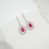 Water Drop Shaped Earrings Lab Grown Gemstone with Ruby Sapphire Padparadscha 925 Silver Earring for Women Girls Hypoallergenic