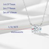 1-3CT Moissanite Necklaces Pendant Women Girls Birthday&Christmas Gift Chain Jewelry 925 Sterling Silver GRA