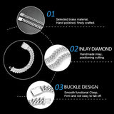 1.2MM Iced Prong Link Cuban Chain Bracelets for Men Women Full Rhinestones Chunky Miami Cuban Bracelet Punk Hip Hop Jewelry Gift