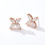 Clover & Marquise-Cut D-Color Moissanite Earring & Necklace Set 925 Silver Plated with Gold Hypoallergenic - Ideal for Women's Daily Wear & Holiday Gifts