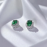 Lab Grown Gemstone Earring 1.7-2CT Oval Ruby Sapphire Colombia With Moissanite S925 Hypoallergenic Earring for Women Girls Gift