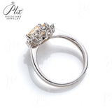 Floral Champagne Oval Moissanite Double-Band Ring Women Only Gifts For Festivals And Anniversaries