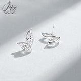Double Clover Earrings with 2CT D Color Marquise Cut Moissanite 925 Silver Plated White Yellow Gold Ear Stud Fashion Daily Jewely