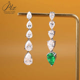Pear-shaped Earrings Set with D/VVS Grade Moissanite & Colored Gemstones  This Jewelry Is An Ideal Choice for Party Gifts