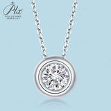 Round Moissanite Bezel Setting White/Rose Gold Necklace Women Only Gifts For Festivals And Anniversaries