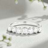 Diamond Eternity Ring with 0.7CT D Color Round Moissanite 10k 14k 18K Gold Plated 925 Silver for Women Wedding Engagement Jewely