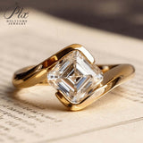 Asscher Cut Moissanite Ring 1-3ct White Gold Yellow Gold Art Deco Style Engagement Ring Wedding Gift for Women