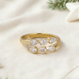 1.8CT Moissanite Pear Cut Minimalist Open Ring White Gold Yellow Gold Rose Gold Radiant Light Women Fine Jewelry