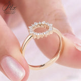 HMJ Ring Lab Grown Diamond 18K 14K 10K Gold Silver Band Sunflower Halo jewelry for Men Women No Fade Dazzling Fire Vintage
