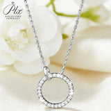 Circle Pendant Necklace 2CT D Color/Black/Champagne/Vivid Blue Round Moissanite S925 Plated Chain Perfect for Daily Party