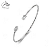 Open Bracelet 925 Sterling Silver with Moissanite Round Cut VVS1 Stones Sparkling Jewelry Gift for Women’s Special Occasions