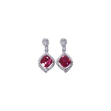 Lab Grown Gemstone Earrings 1.8-2.7CT Chubby Square Ruby Sapphire Colombia Side Moisanite S925 for Women Engagement Christmas