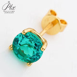 925 Sterling Silver  Lab Grown Gemstone Round Four-Claw Earrings ruby sapphire Emerald Anniversary Collection