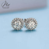Sunflower Round Moissanite Halo Stud Earrings Women Only Gifts For Festivals And Anniversaries