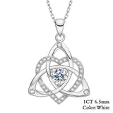 Heart-shaped Clover Necklace 925 Sterling Silver with Moissanite Round Cut VVS1 Jewelry Gift for Women’s Special Occasions