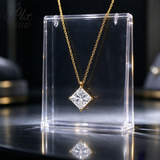 Lab Grown Diamond Necklace 18K Gold Pear Round Oval Princess Shape 1.5ct D Color Pendant Hypoallergenic Direct from Factory Daily & Office Wear Perfect Gift