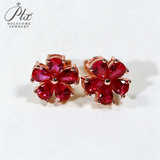 Flower-Shaped Earring Jewelry with Moissanite/Sapphire/Ruby 925 Sterling Silver Plated Screwback Earrings for Women