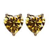 Heart Shaped Stud Earrings Lab Grown Gemstones Ruby Sapphire Emerald S925 Sterling Silver GRA Certificate Charms Birthday Gift