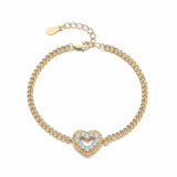 Heart Bracelet with 2mm Round Moissanite Diamond 925 Silver Plated White Yellow Gold Women's Daily Fishion Jewely Gift Favorite