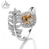 Feather Cushion Cut Champagne Moissanite Wrap Ring Women Only Gifts For Festivals And Anniversaries