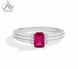 5x7mm Moissanite Ring 925 Sterling Silver Emerald Cut Red GRA Certified Hypoallergenic Fine Jewelry Factory Direct Daily Match