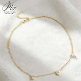Tri-Pear Necklace with 3CT D Color Pear-shaped Moissanite S925 Plated White Yellow Rose Gold Chain Engagement Chrisrmas Daily