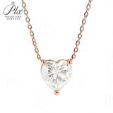 Love Heart Necklace with1/2/3CT D Color Moissanite S925 Plated White Yellow Rose Gold Chain for Woman Engagement Chrisrmas Charm