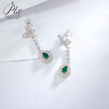 4X6mm Lab Grown Gemstone Earrings Ruby Sapphire Colombia S925 Butterfly Long Earring for Women Fashionable Christmas Party Daily