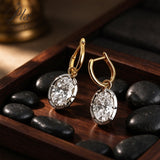 Lab Grown Diamond Earrings Spark Oval Cut 2ct DEF VS 10K/14K/18K Solid Yellow Gold for Women Hypoallergenic Factory Direct