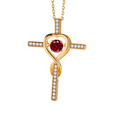 Moissanite Necklace 1CT 6.5mm Heart-Cross Pendant 925 Sterling Silver Women Wedding/Anniversary Special Gift Fine Jewelry Charms