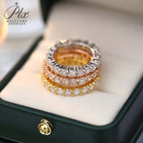 S925 Silver Pave Ring White Moissanite Ring Round Brilliant Cut Party Wedding Engagement Jewelry Gift