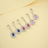 Water Drop Shaped Earrings Lab Grown Gemstone with Ruby Sapphire Padparadscha 925 Silver Earring for Women Girls Hypoallergenic