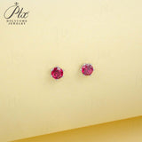 Round Colored Gemstones Earrings with Ruby Sapphire Colombia Padparadscha Paraiba S925 Four-claw Six-claw Design Fishion Gift