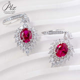 0.8-7CT Oval Cut Ruby/Sapphire/Colombian Emerald Earrings Lab-Grown Gemstone Jewelry Gift for Christmas Easter Hypoallergenic