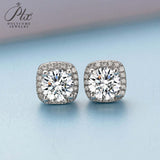 Moissanite Square Halo Stud Earrings Women Only Gifts For Festivals And Anniversaries